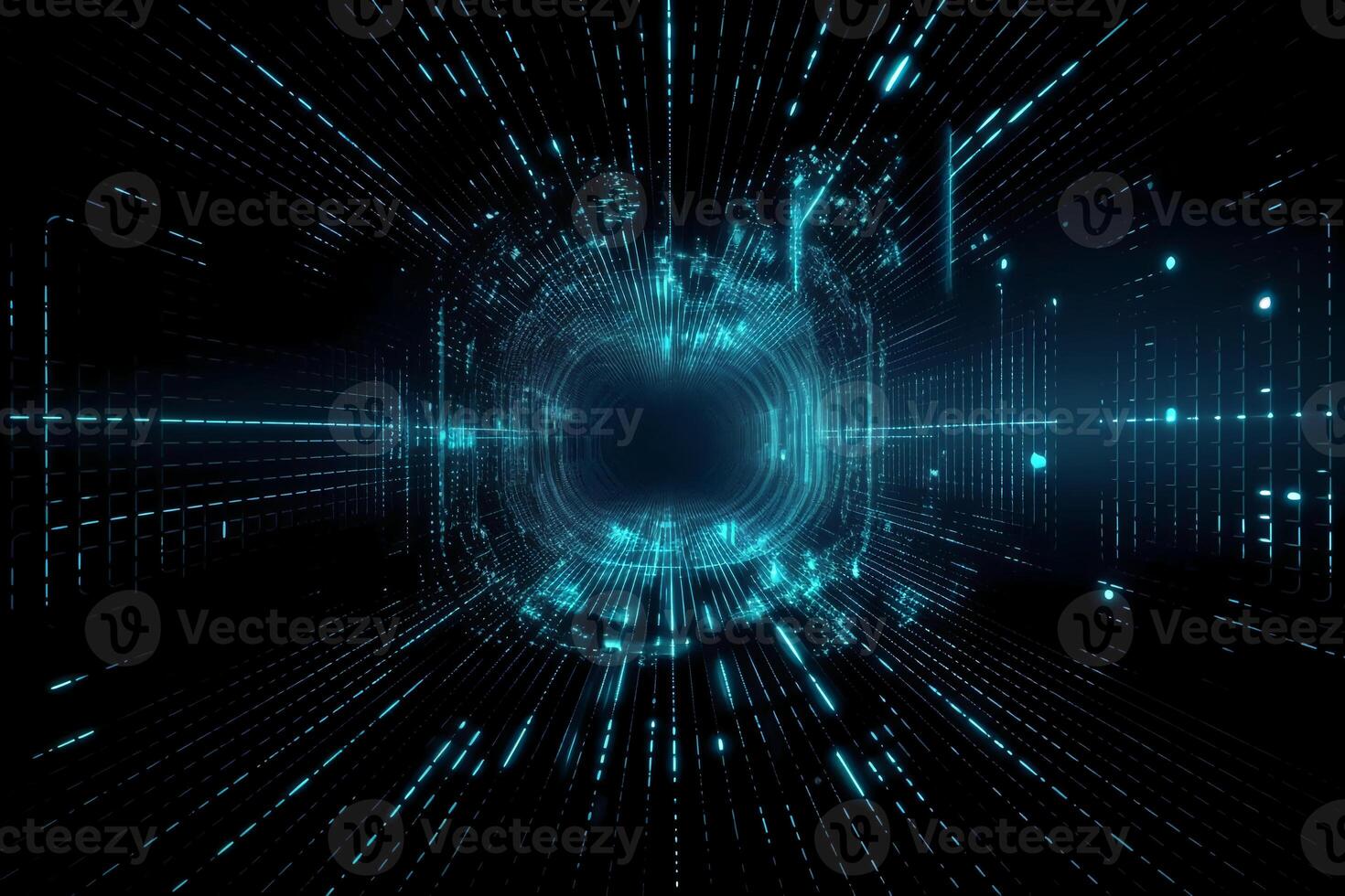 big data, internet network, digital technology with binary computer code on virtual screen, illustration. photo