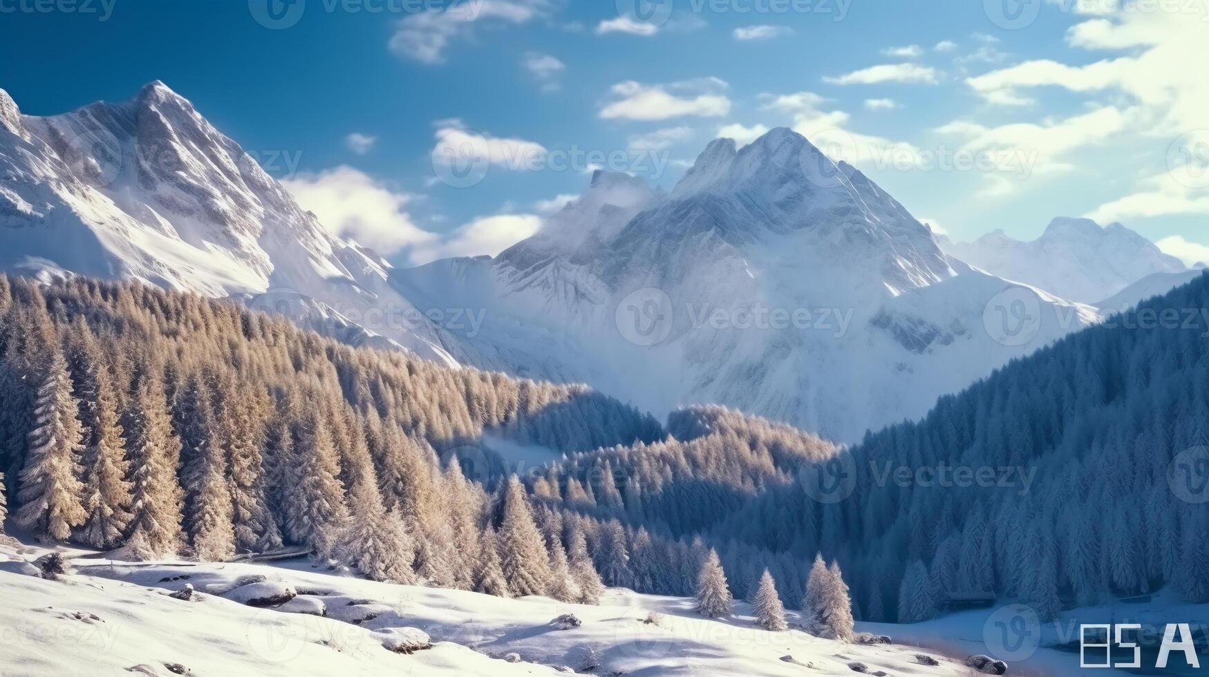 Bright clean white snowy mountain. photo