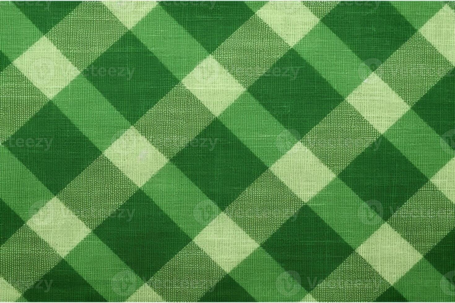 green fabric textile pattern, plaid background, linen cotton. photo