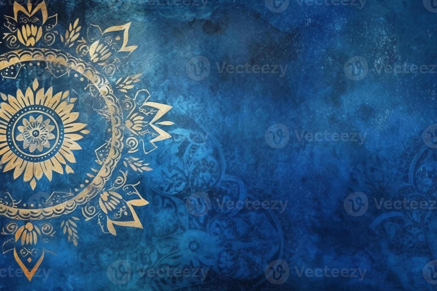 Indigo color background paper texture Rangoli pattern painting. photo