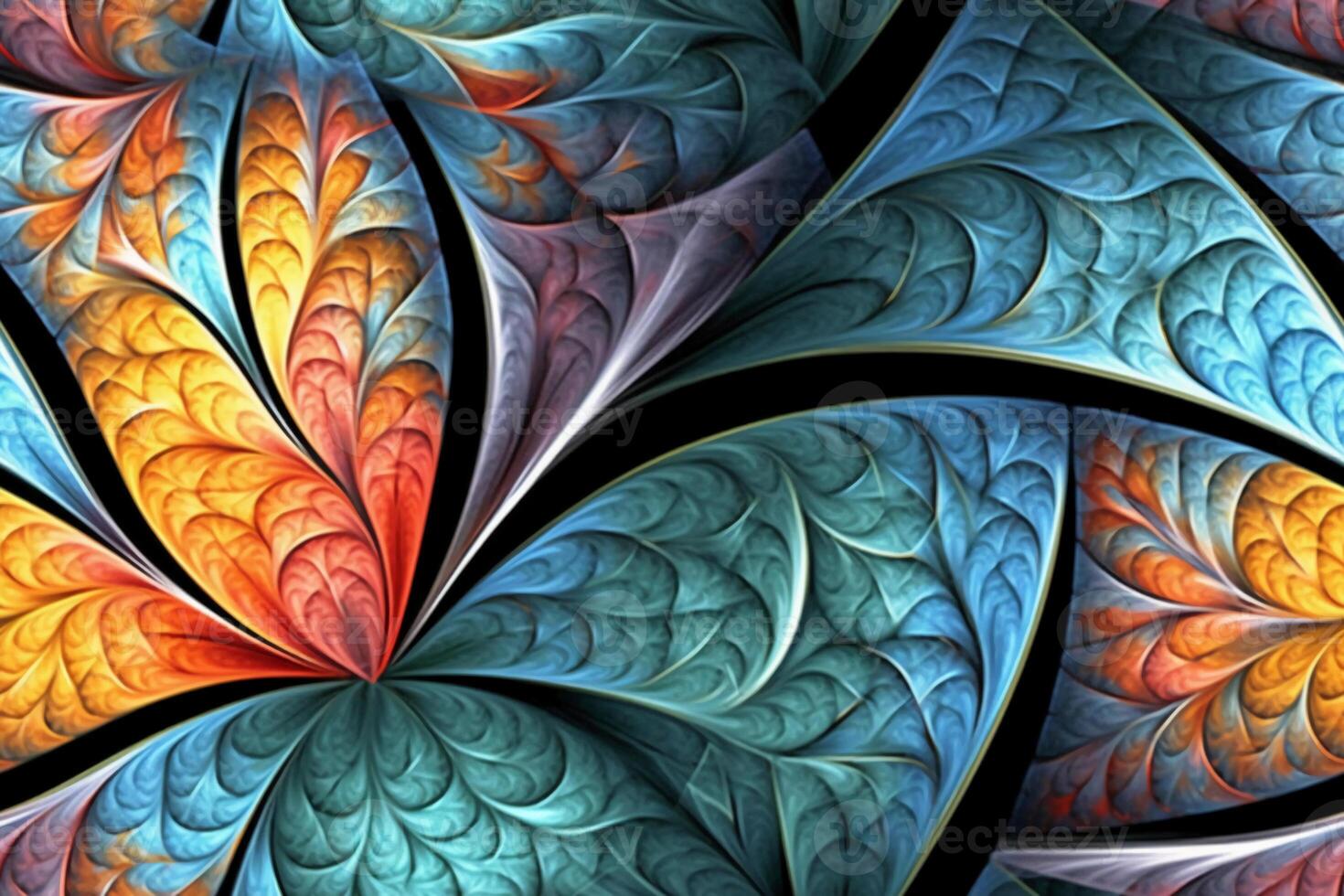 fractal arte, luz, frio colores, ai generativo foto