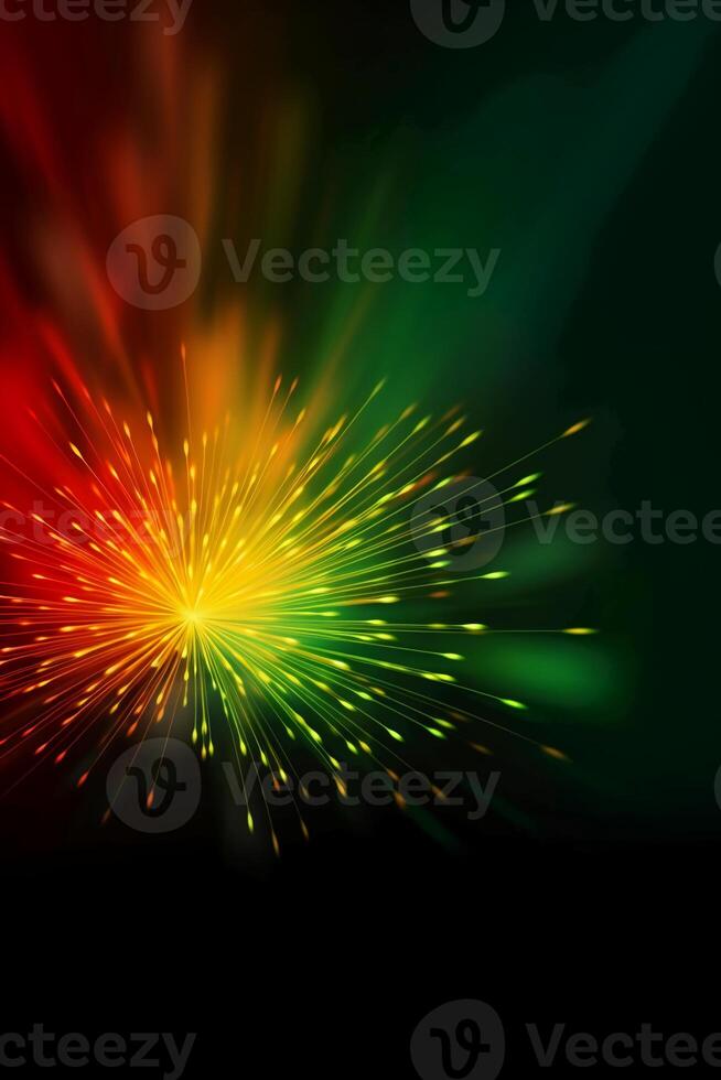 Green, red, yellow, firework, Independence Day Abstract Poster background, copyspace. photo