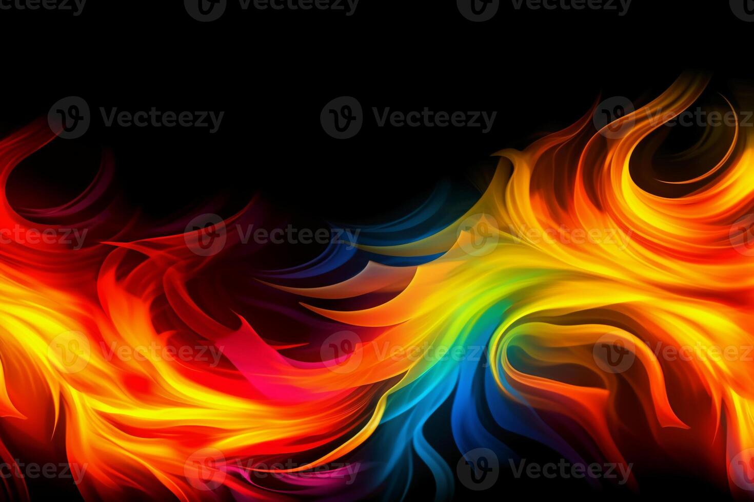 Drawn neon color yellow, Burning flame background material abstract hand. photo