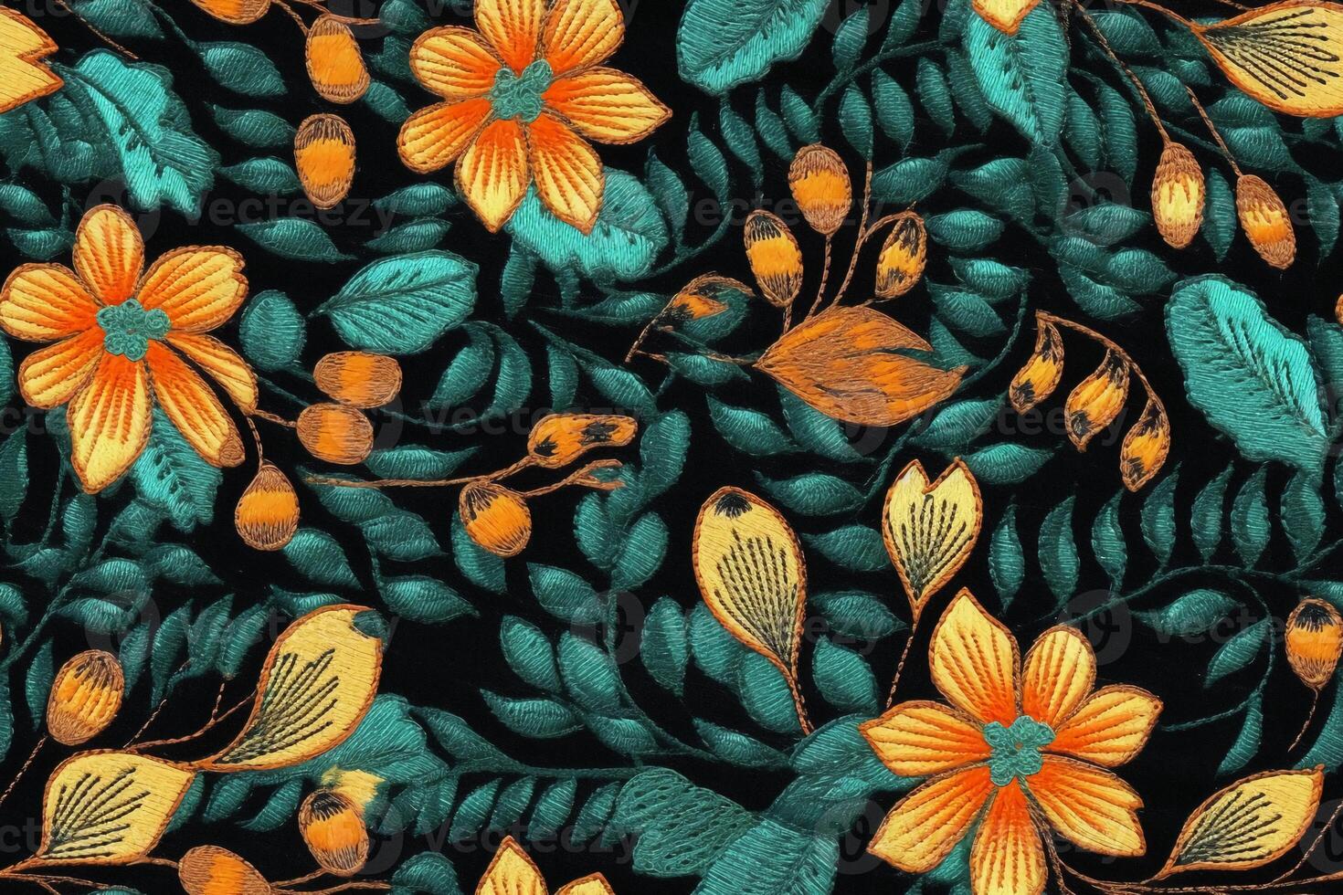 Embroidered texture, imaginary, aesthetic pattern. photo