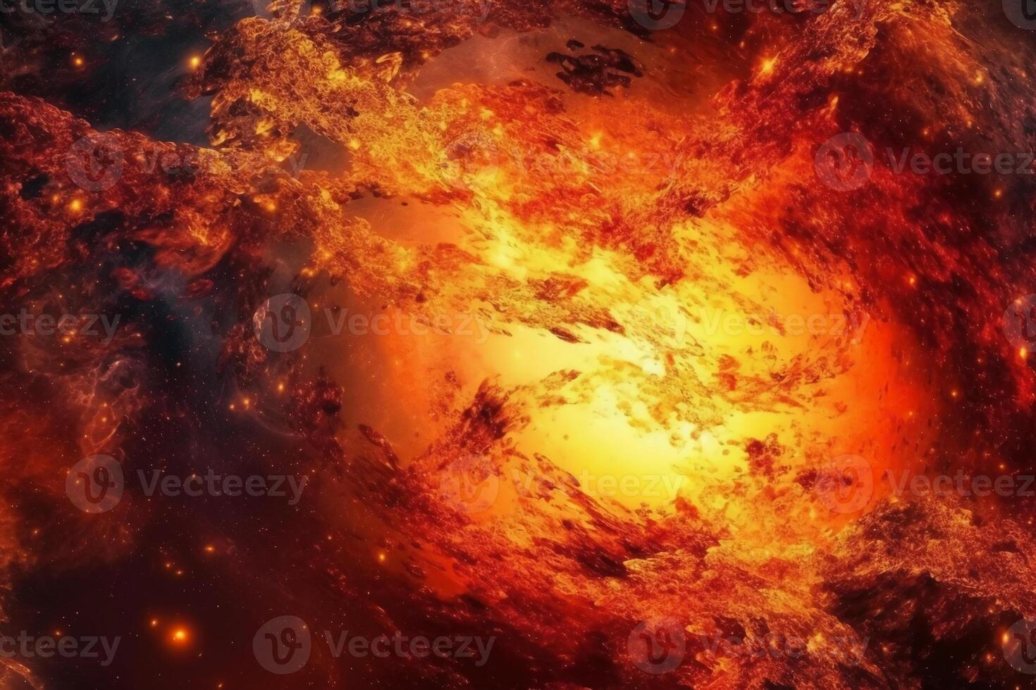 Abstract fancy red orange fire, sun light planet surface, grunge texture, fantasy galaxy background. photo