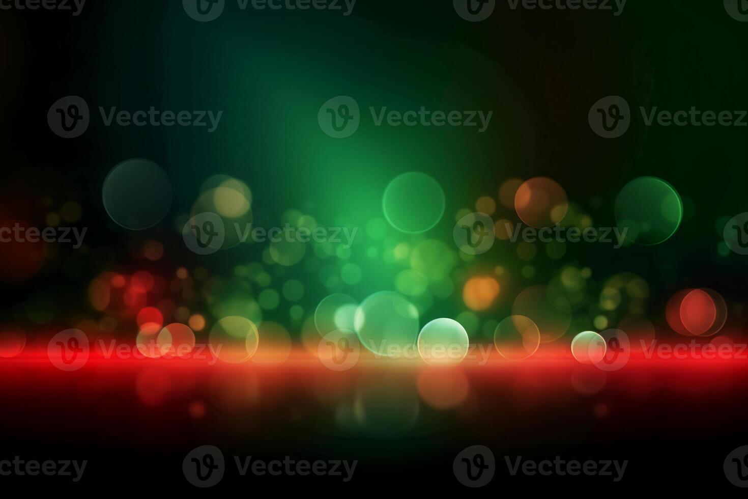 A blurred green light, white light, red light abstract background with bokeh glow, Illustration. photo