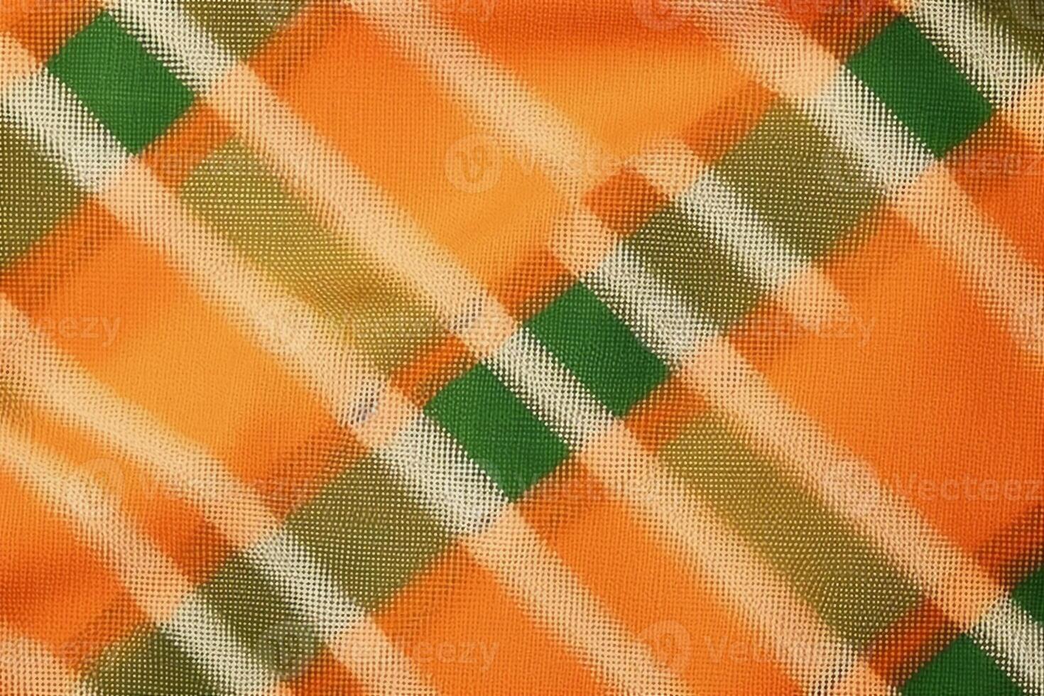 orange fabric textile pattern, plaid background, linen cotton. photo