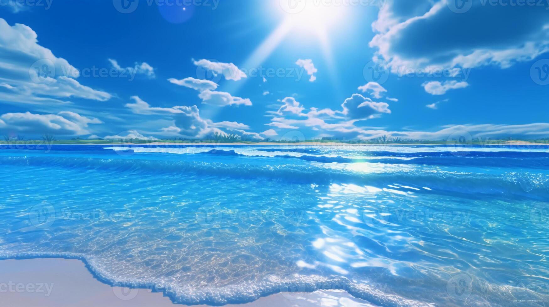 un hermosa playa con cristal azul agua y blanco arena. ai generativo foto
