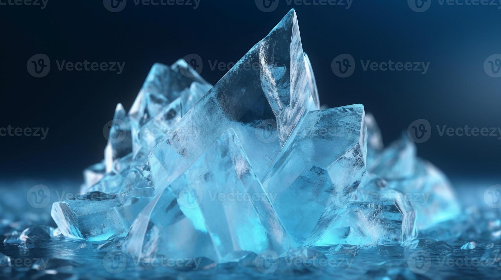 Ice chips with an iceberg background. photo