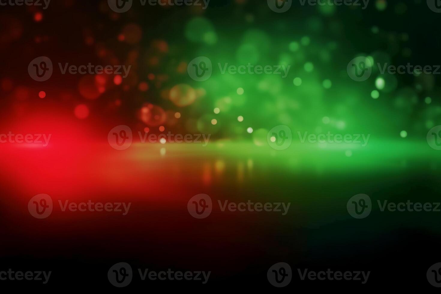 A blurred green light, white light, red light abstract background with bokeh glow, Illustration. photo