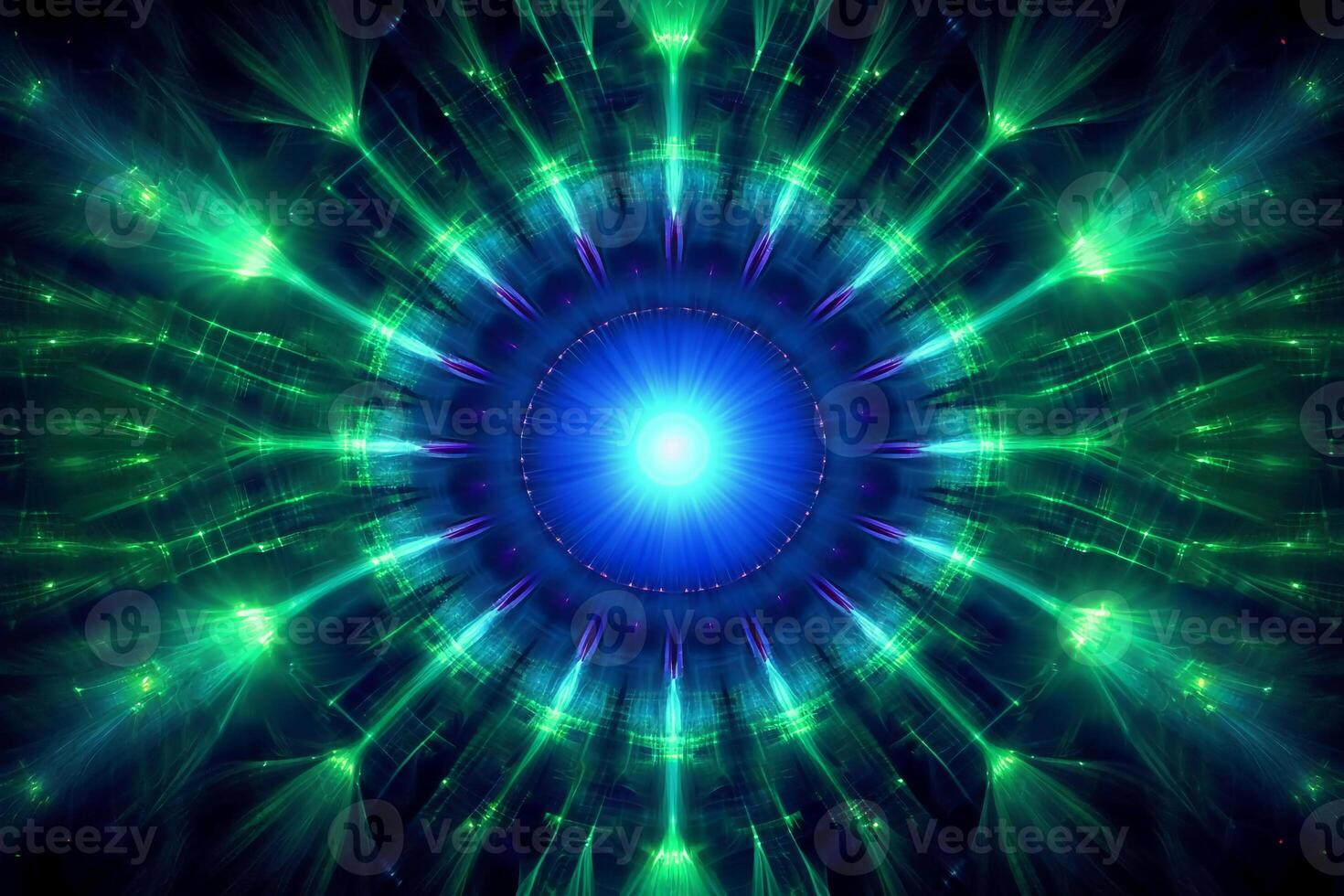 Lazer light fractals, royal blue and green. photo