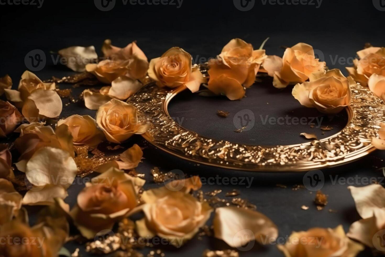 golden rose frame, middle space is empty. photo