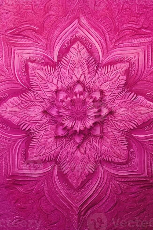 Fuchsia Crayola color background paper texture Rangoli pattern painting. photo