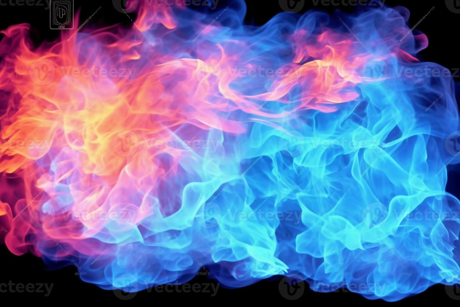 Drawn neon color blue, Burning flame background material abstract hand