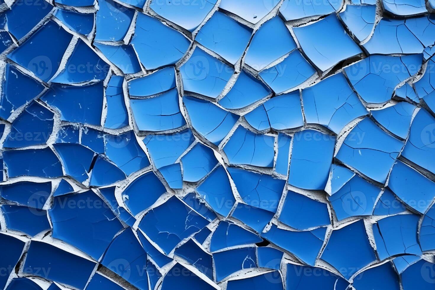 Ice winter floor cracks blue background. photo