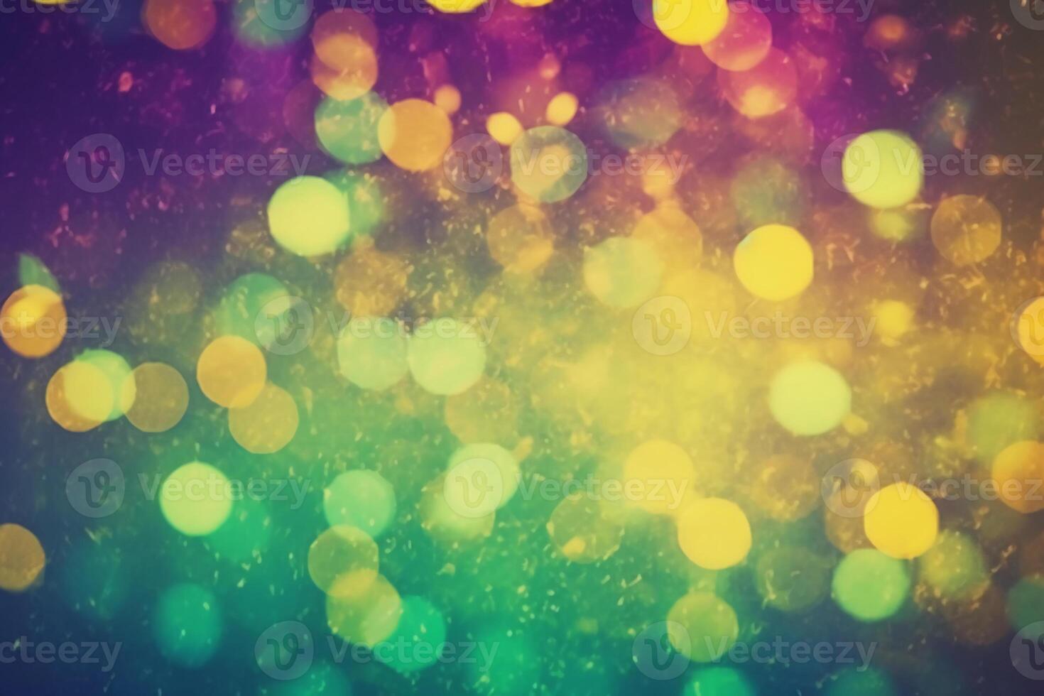 fancy bokeh light, grunge texture, vintage style background, green purple yellow gradient. photo