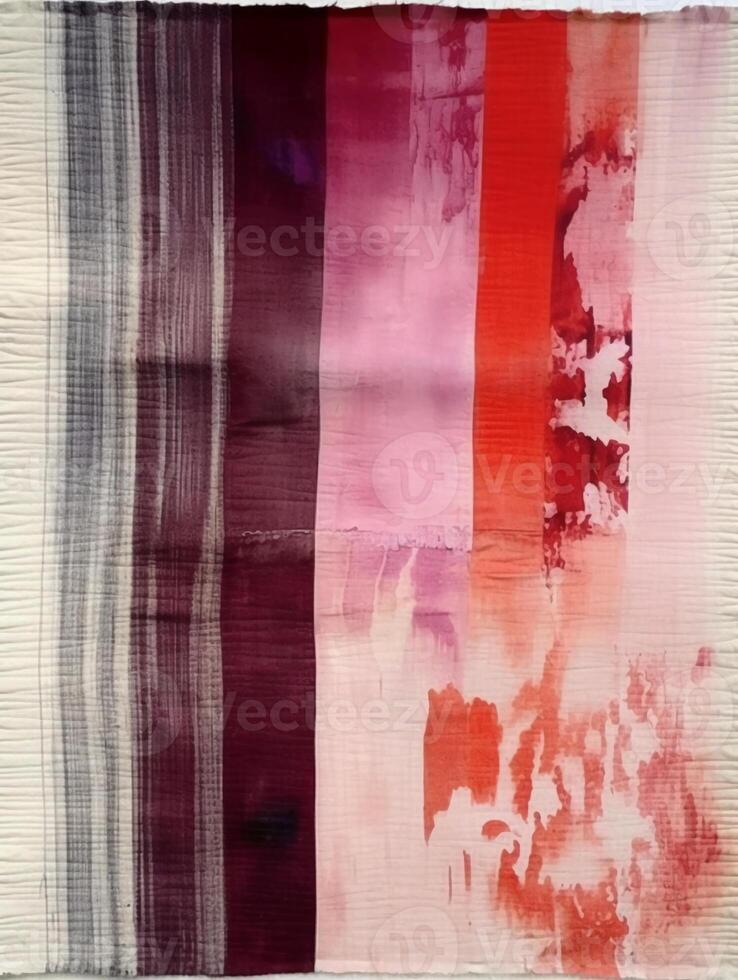A painting made of white, red, purple and pink paint streaks. photo