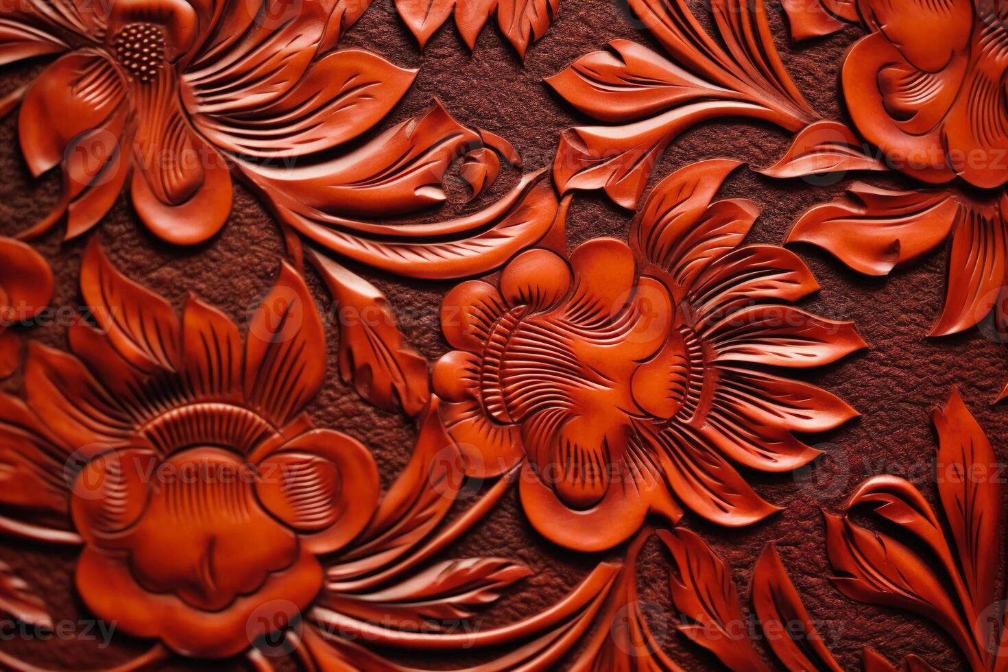 Tooled Leather Flower Pattern background. photo