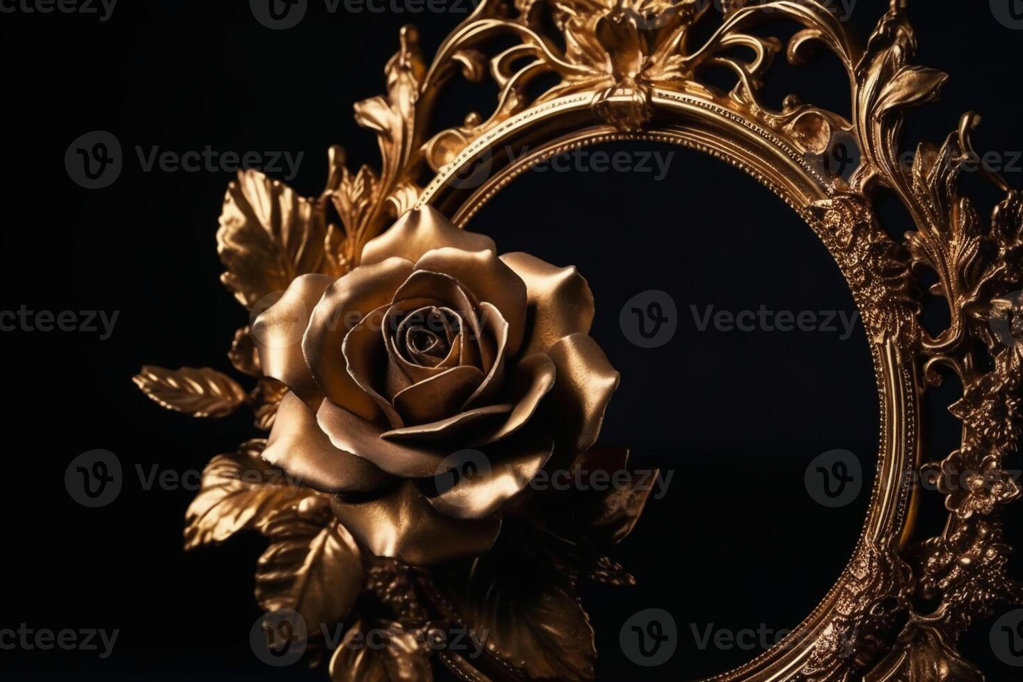 golden rose frame, middle space is empty. photo