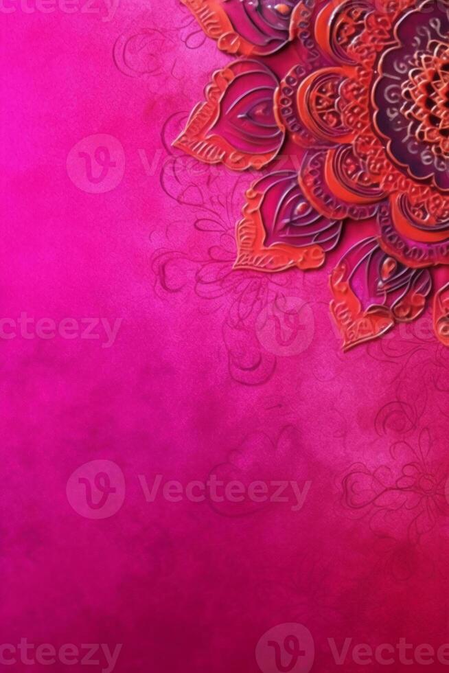 Fuchsia Crayola color background paper texture Rangoli pattern painting. photo