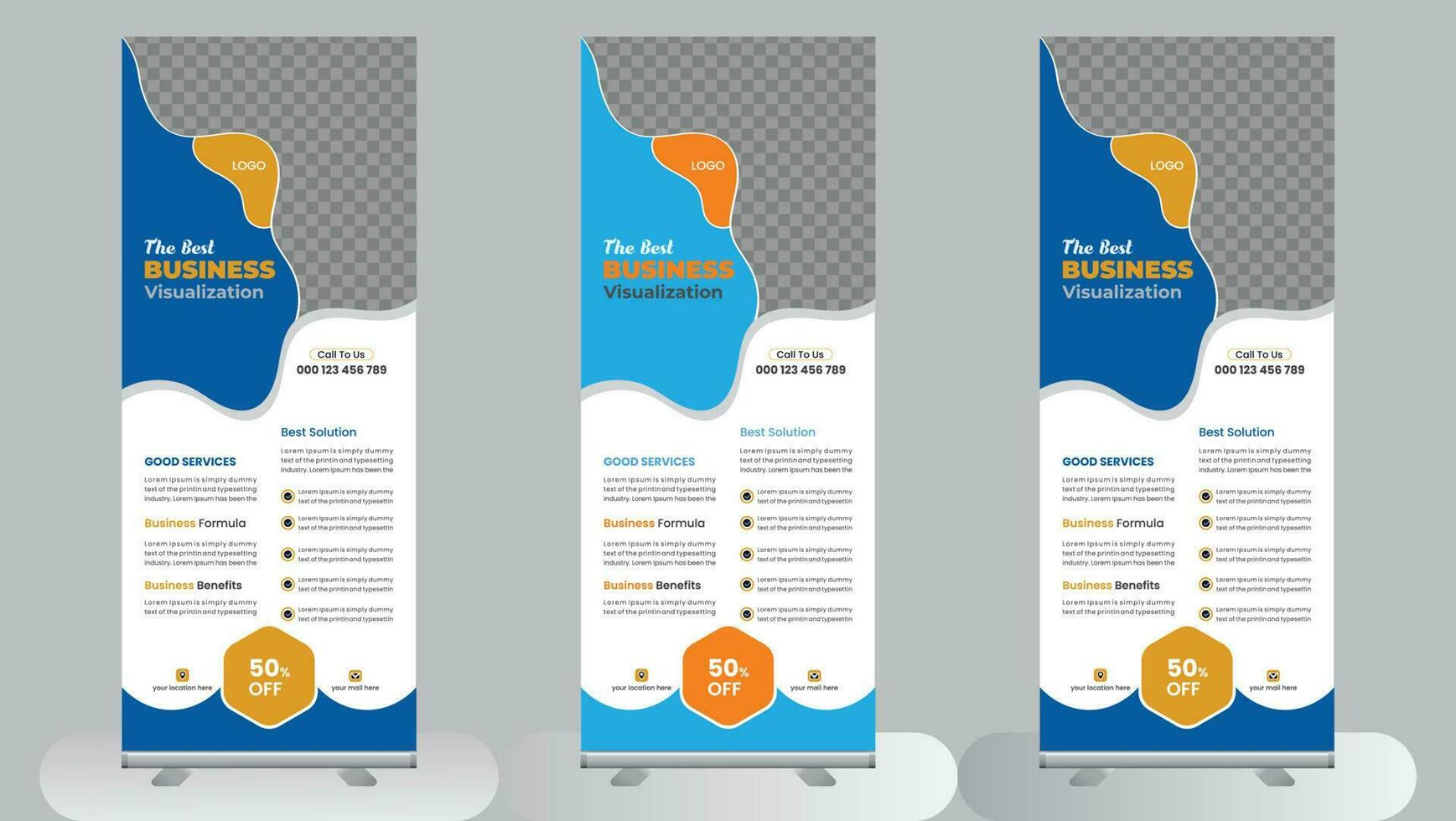 Business professional roll up banner display standee for purpose Pro Vector. vector