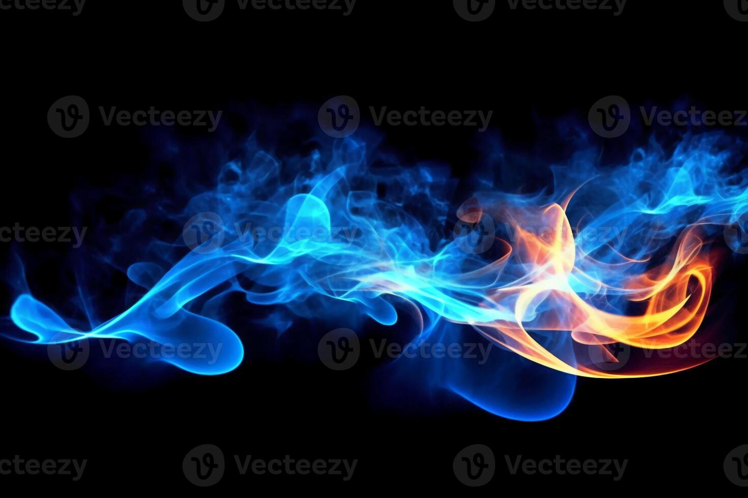 Drawn neon color blue, Burning flame background material abstract hand. photo