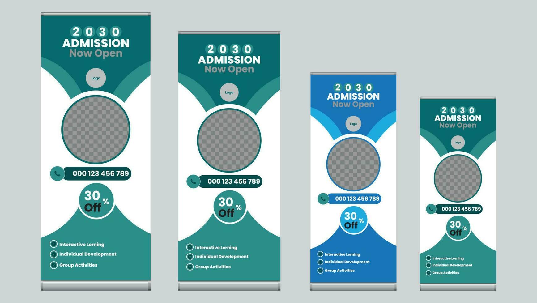 school admission roll up banner design for school, college, university, coaching center vector template design Pro Vector.roll up,