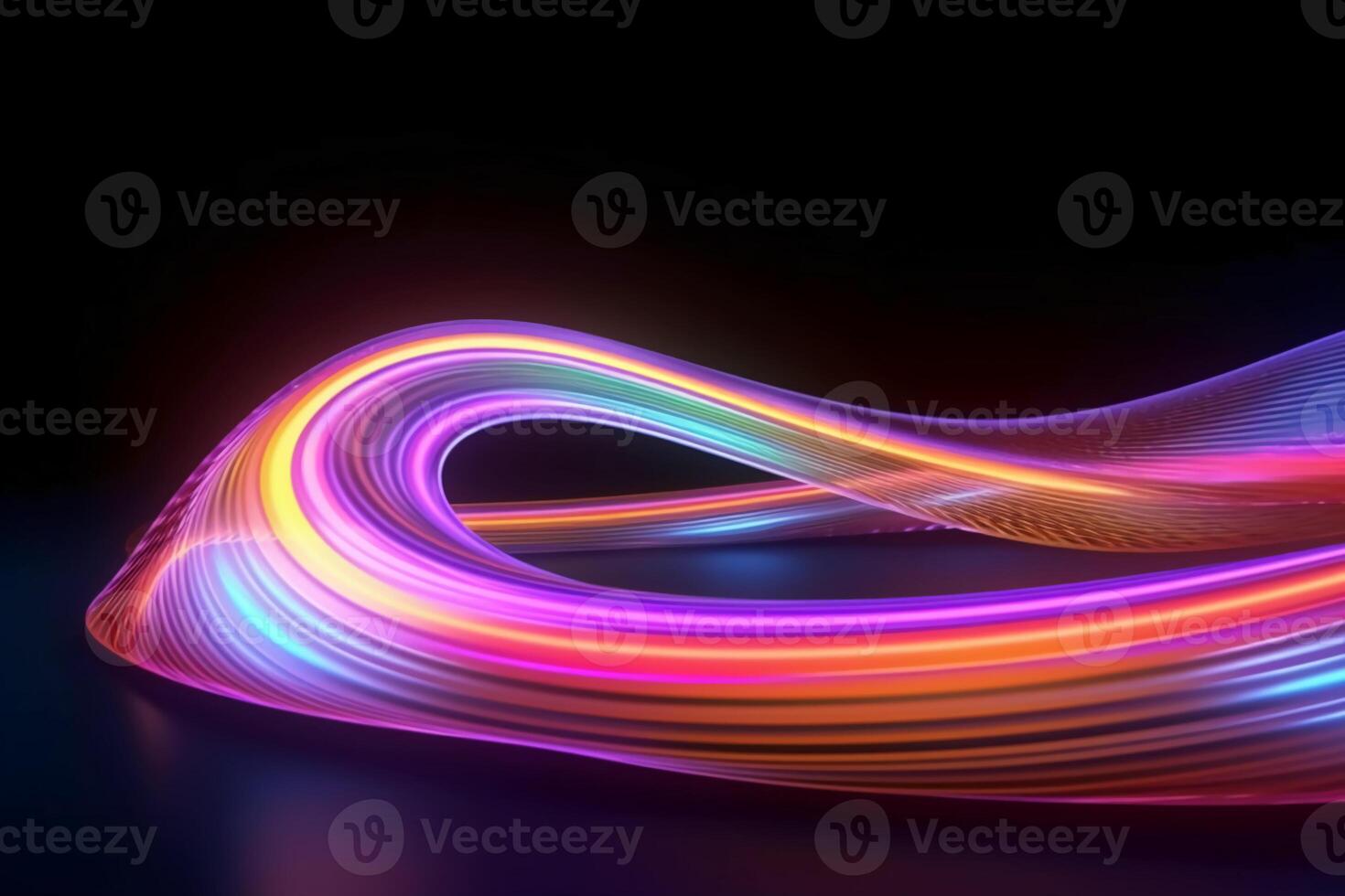 hyper loop or warp technology concepts with flow of Digital stream in line multicolor neon. photo