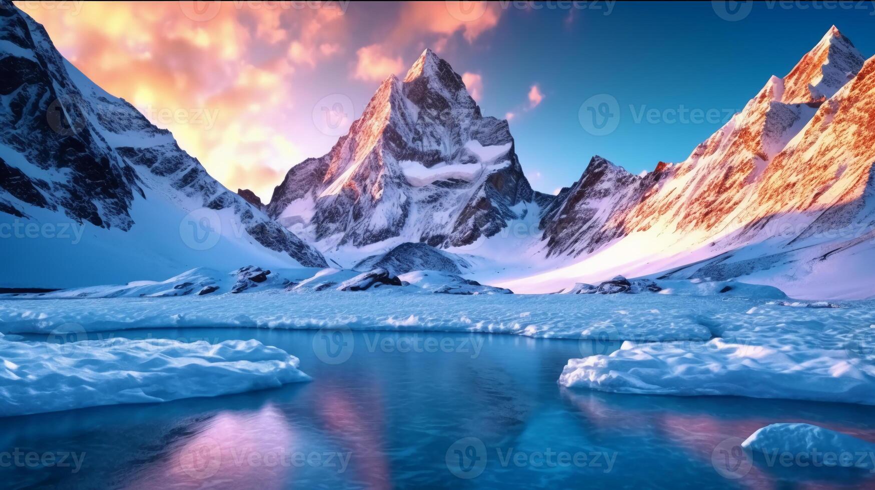 Bright clean white snowy mountain. photo