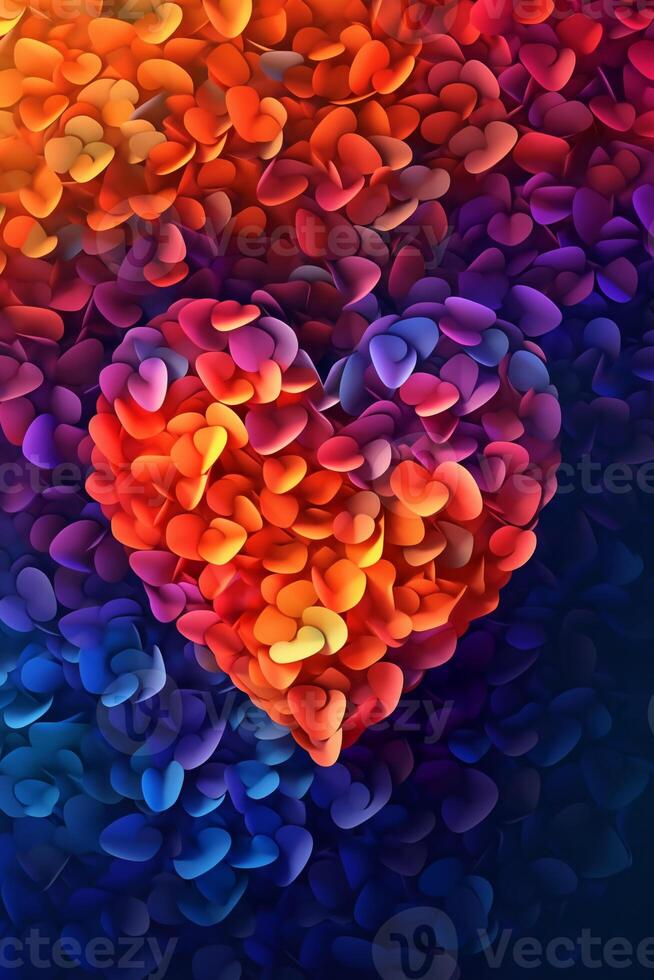 an abstract heart - shaped pattern with a mix of warm and cool tones. photo