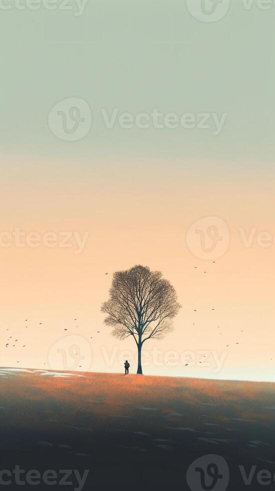 illustration of lonely, minimalist art, . photo