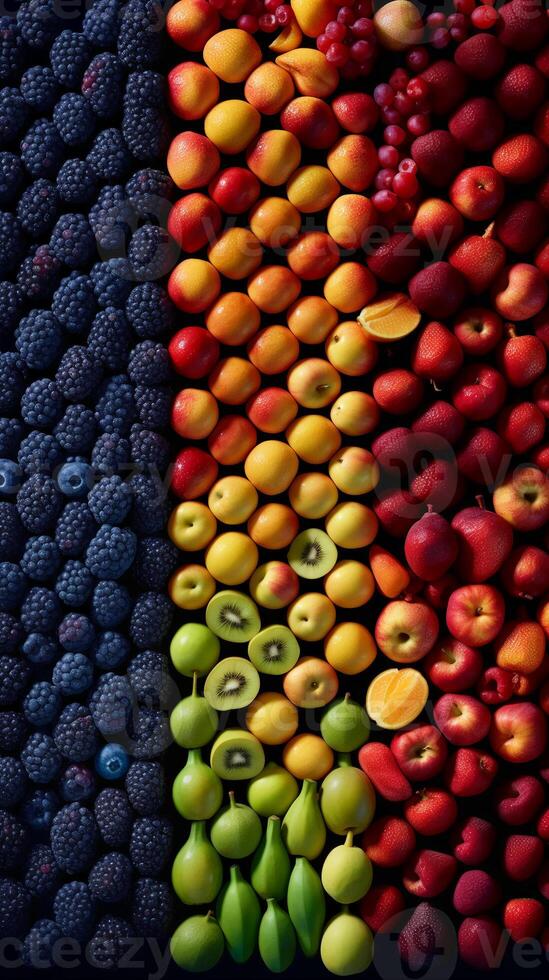 A collection of fruits in different colors. photo