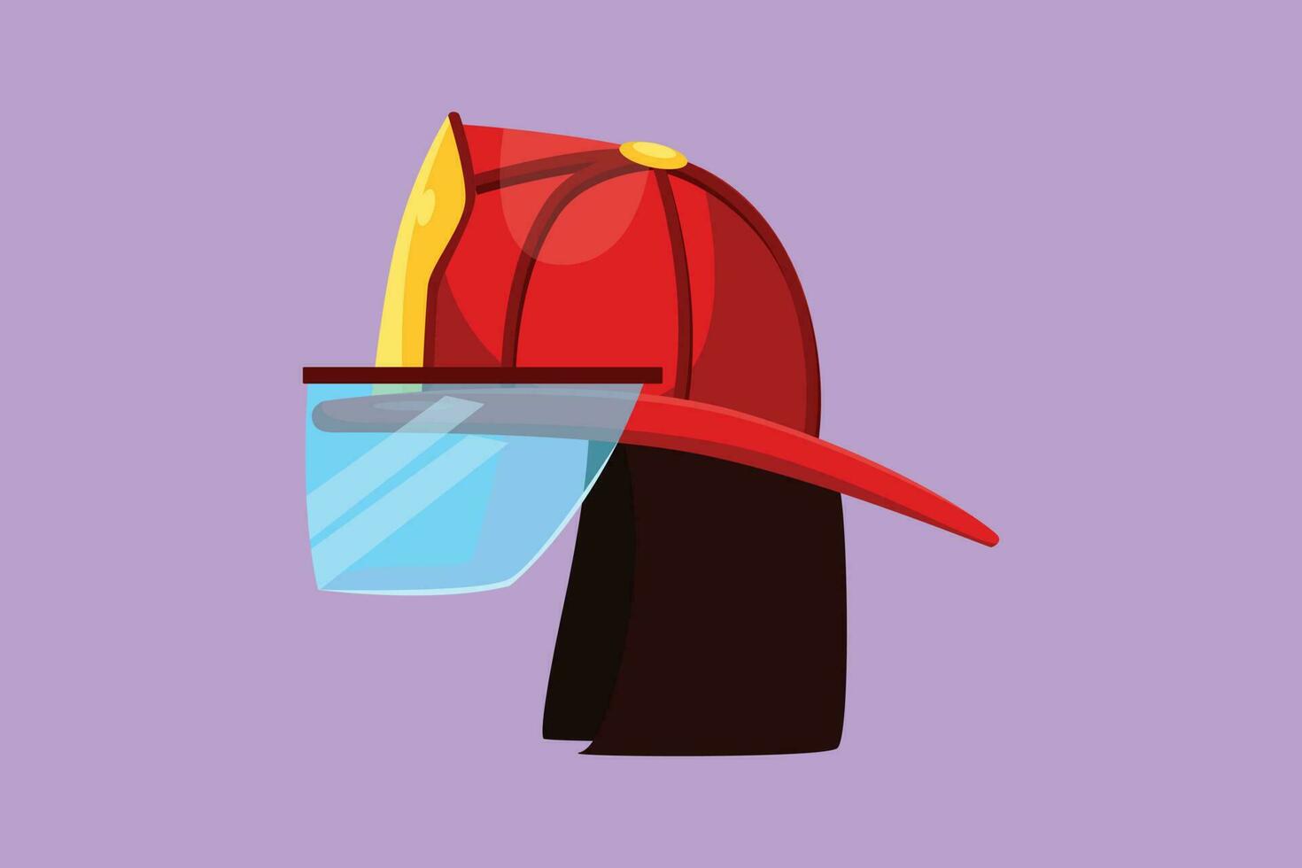 dibujos animados plano estilo dibujo rojo bombero casco con protector vaso. equipo para bombero o voluntario. fuego extinguir profesional herramienta y instrumento. gráfico diseño vector ilustración