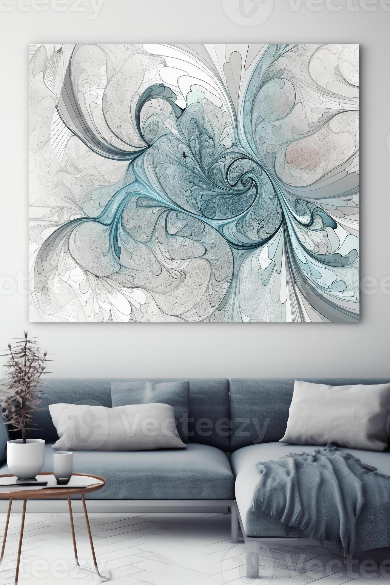 Light blue and 2024 white wall art