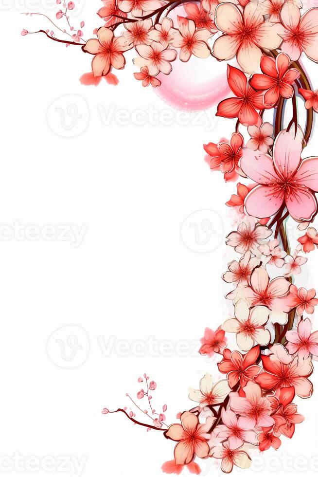 Copy space of Clipart of sakura blossoms. photo