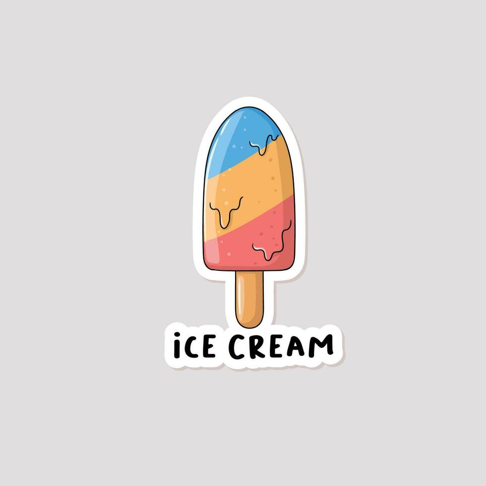 Colorful hand drawn ice cream sticker vector