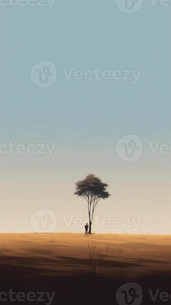 ilustración de solitario, minimalista arte, . ai generativo foto