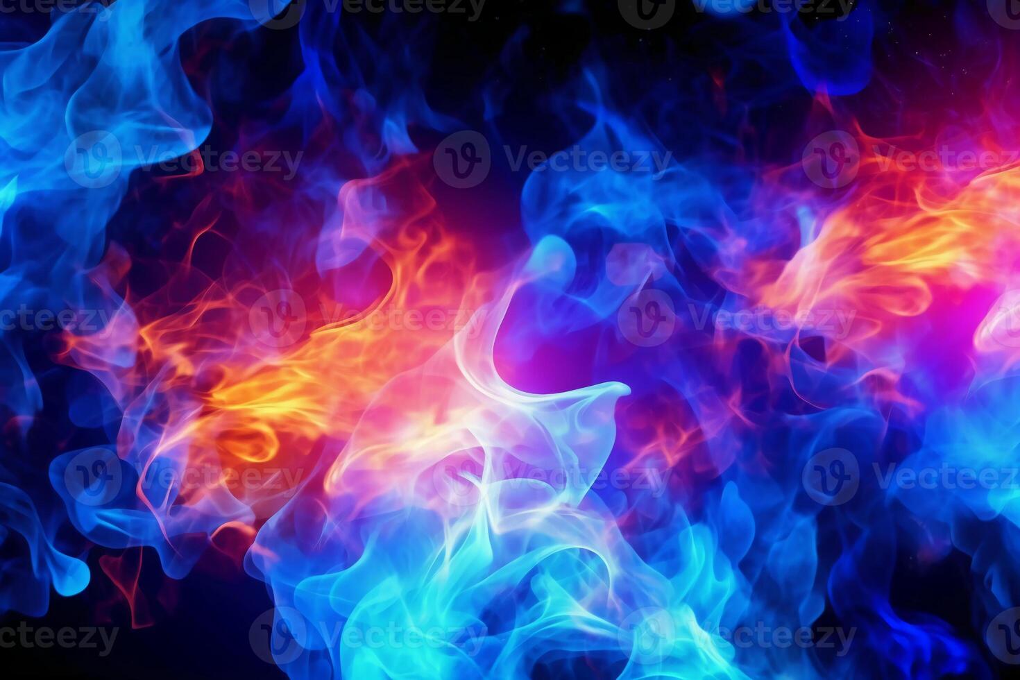Drawn neon color blue, Burning flame background material abstract hand. photo