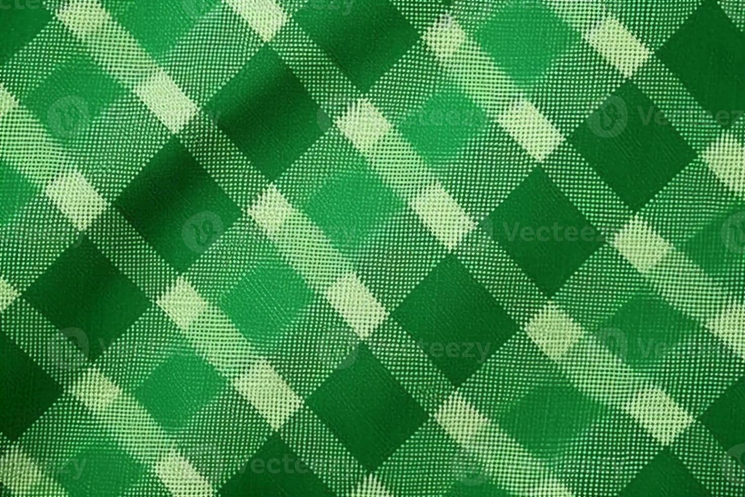 green fabric textile pattern, plaid background, linen cotton. photo