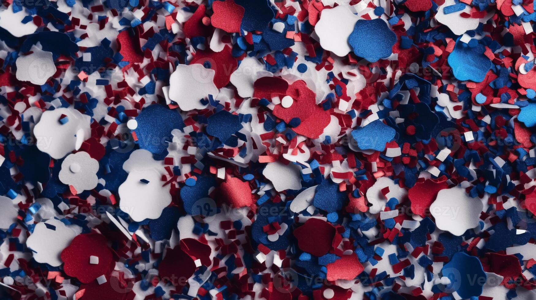 Festive red white and blue 4th July party celebration confetti background. photo