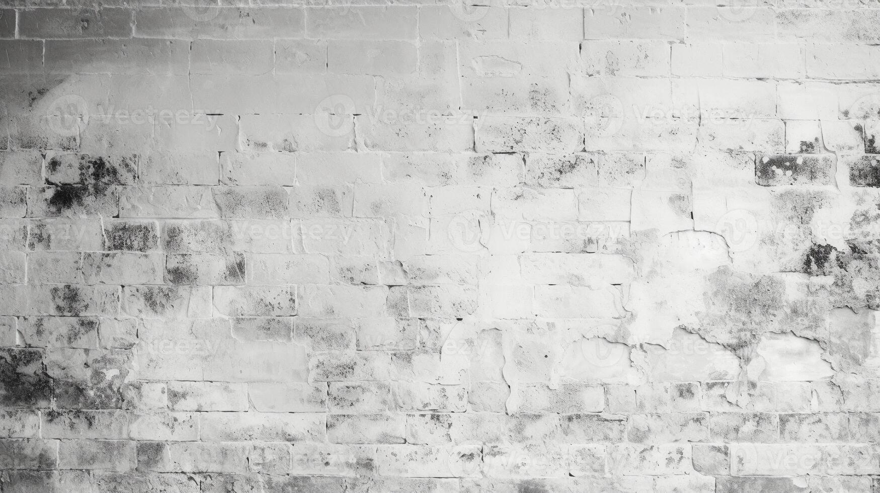 White brick concrete wall, grunge rough cement texture background. photo
