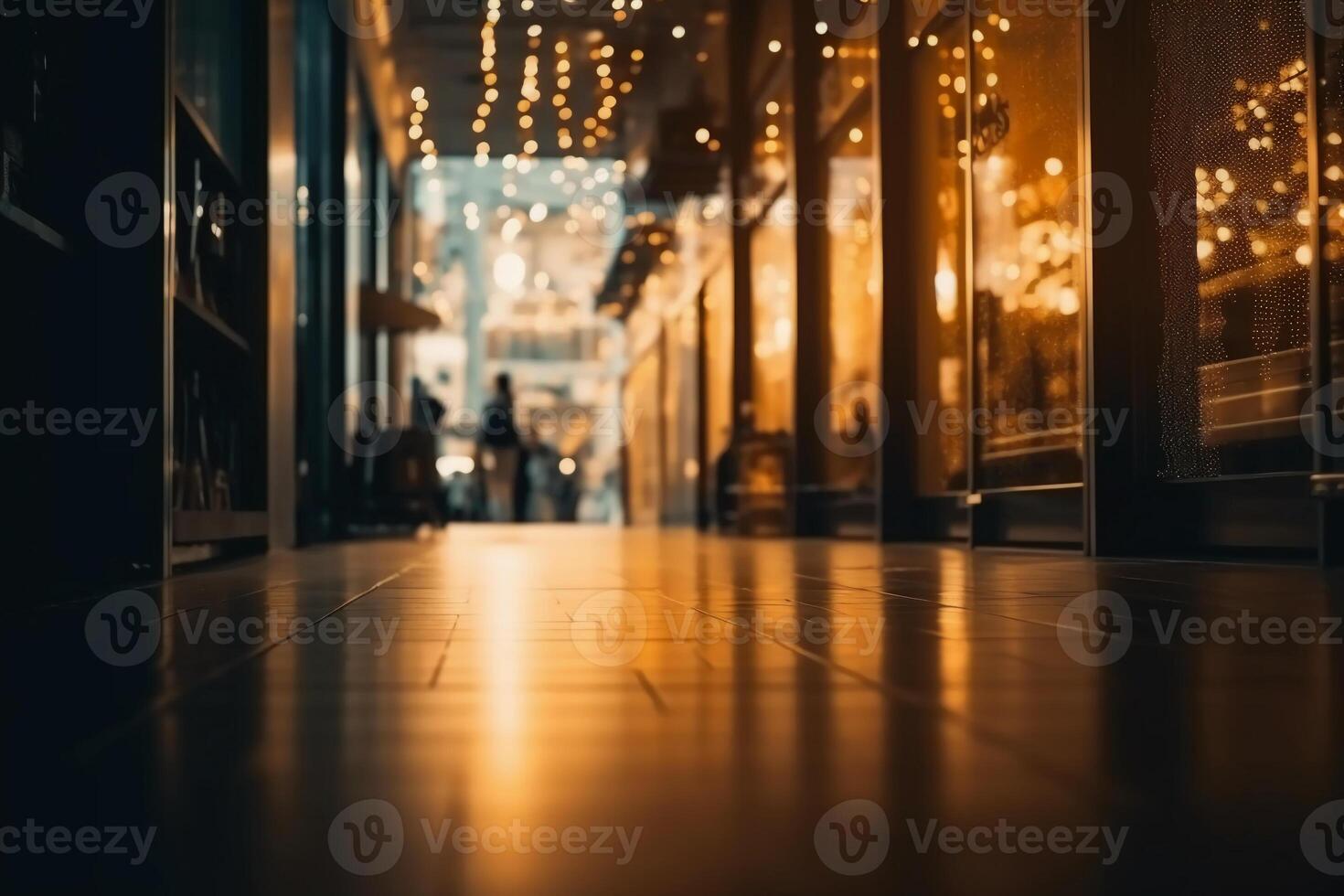 calentar ligero. difuminar ligero antecedentes a tienda en centro comercial para negocio fondo, borroso resumen bokeh a interior pasillo,. ai generativo foto