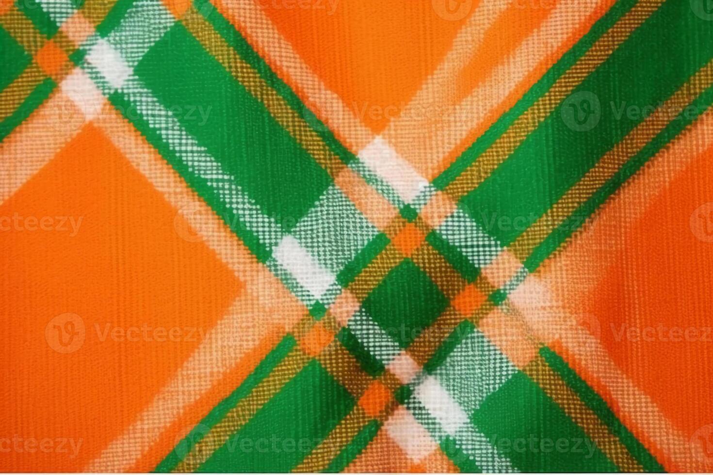 orange fabric textile pattern, plaid background, linen cotton. photo