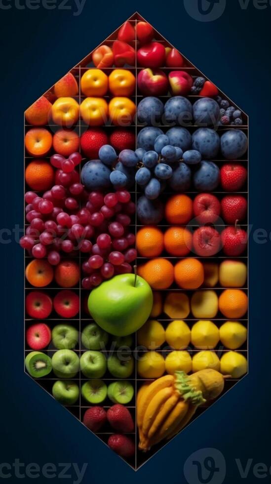 A collection of fruits in different colors. photo