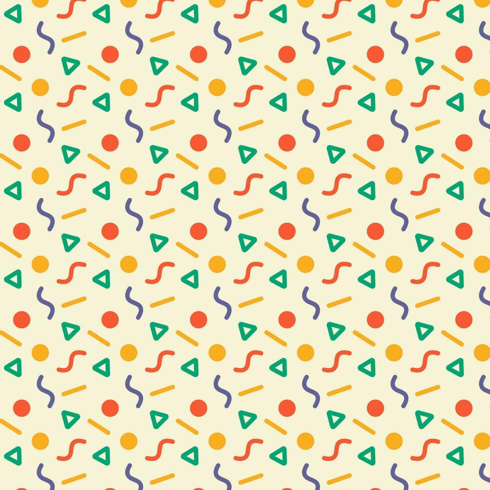 Retro Doodle Pattern With Colorful Squiggles. Vector Background Illustration