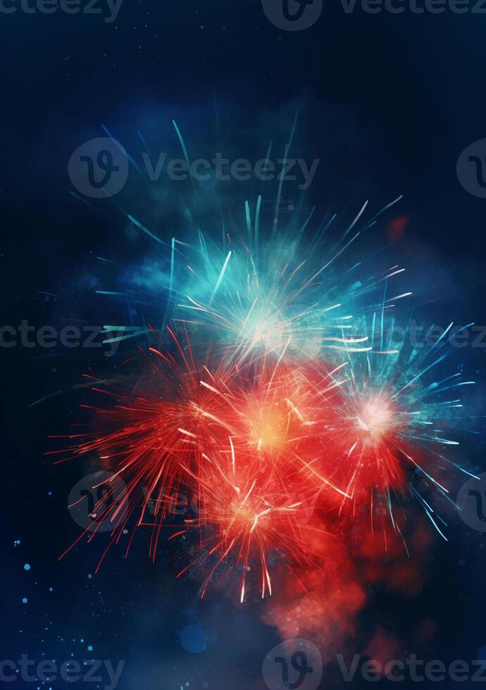 Blue, red, white, firework, Independence Day Abstract Poster background, copyspace. photo