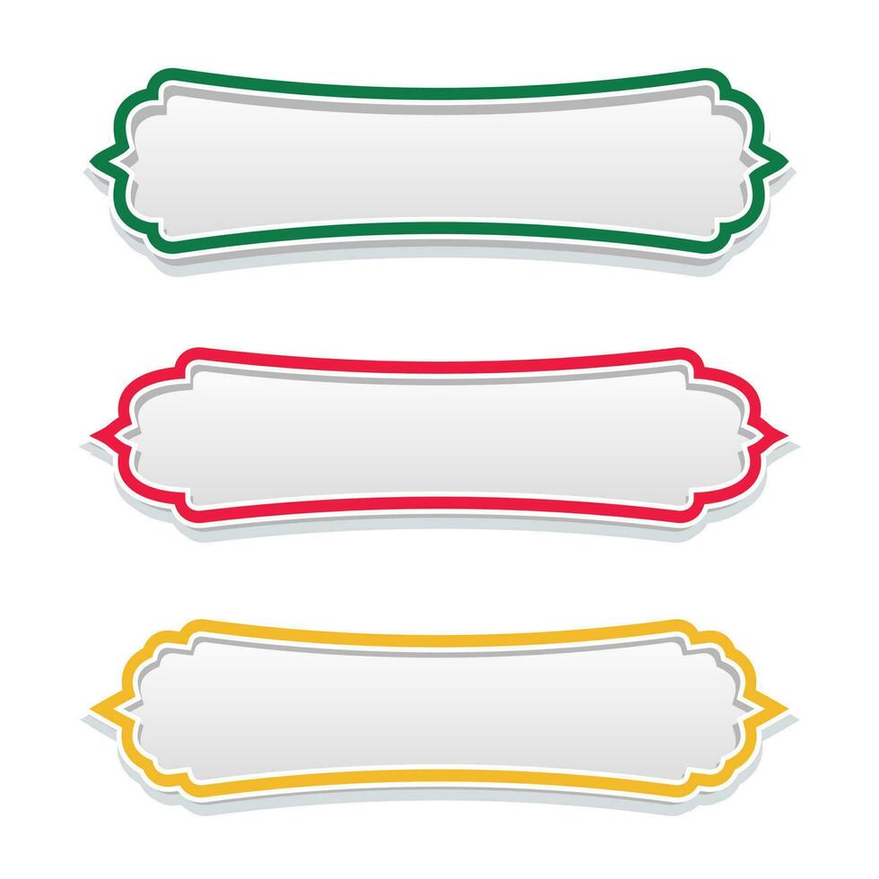 Collection of arabic islamic text box frame border ribbon banner illustration vector