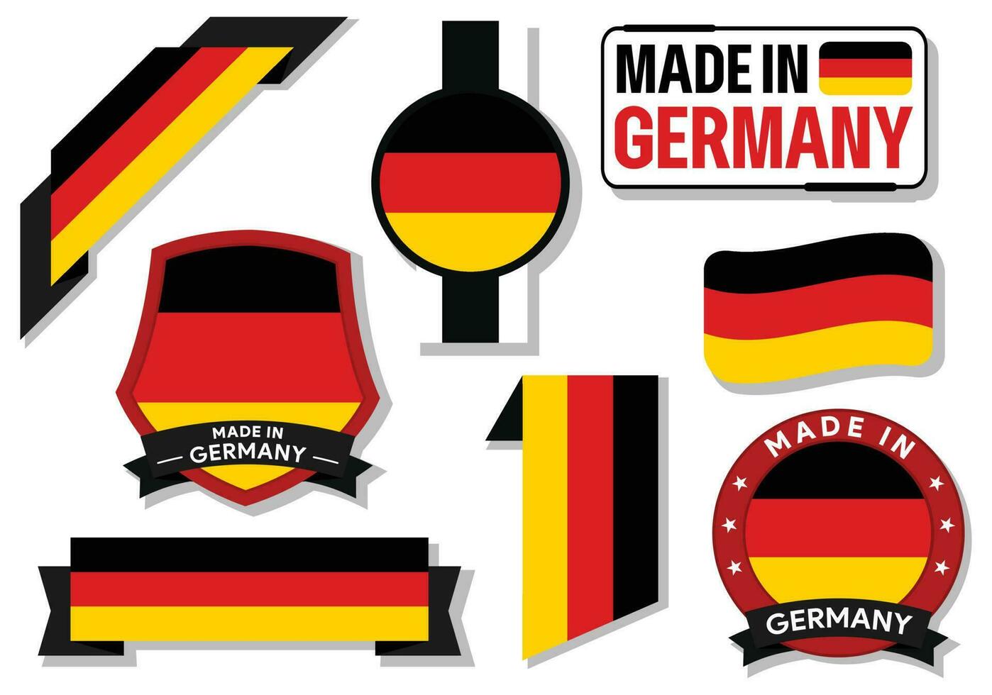 Collection of made in Germany badges labels Germany flags in ribbon vector illustration