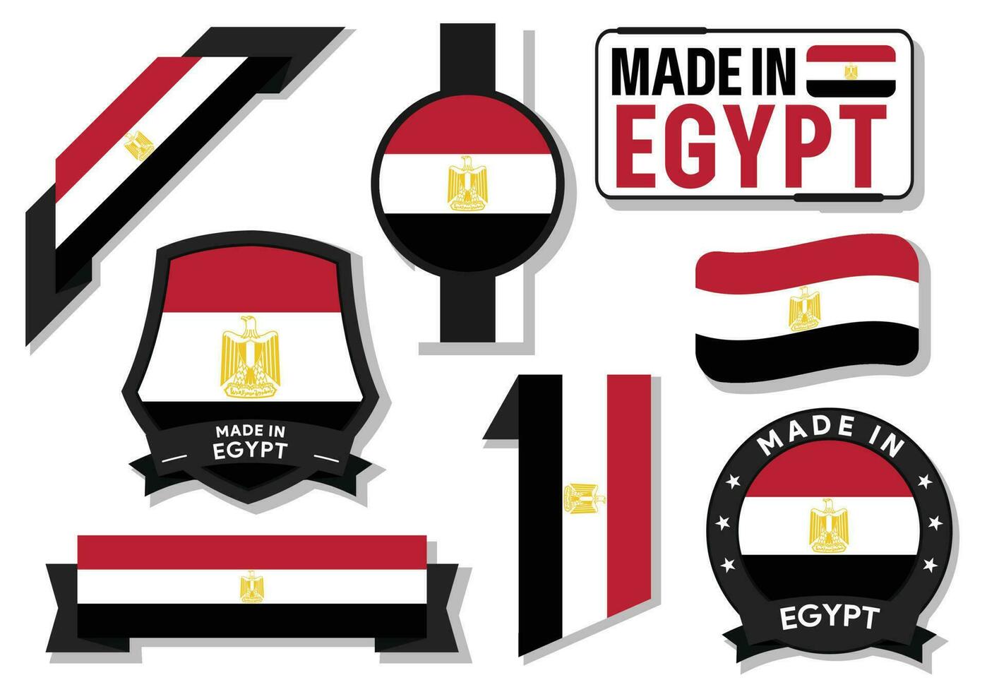Collection of made in Egypt badges labels Egypt flags in ribbon vector illustration Free Vector