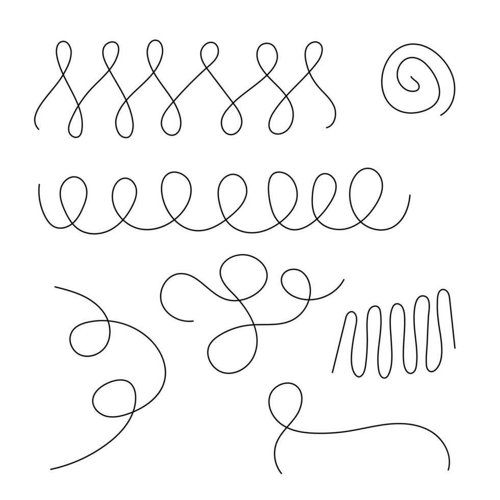 Abstract thin curly lines in random order simple hand drawn vector illustration